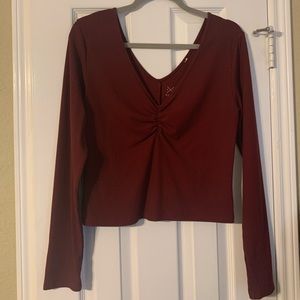 cropped burgundy top